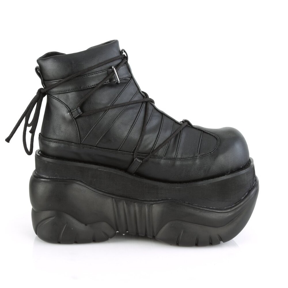 Demonia Boxer 13 Ankle Boots - Black Vegan Leather Mens Platform Sneakers - Picture 3 of 3